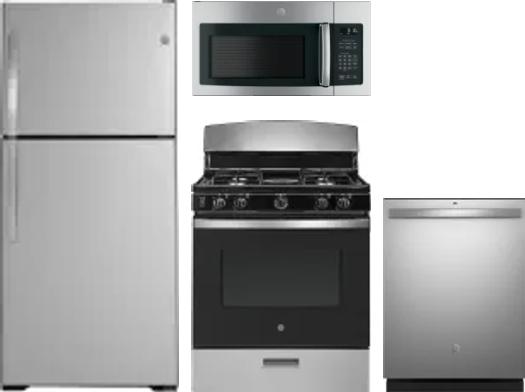 4 Piece Package Includes Refrigerator, Range, Microwave And Dishwasher