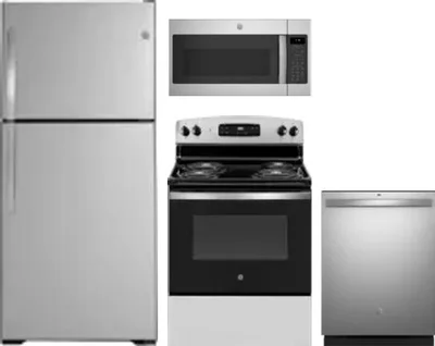 4 Piece Package Includes Refrigerator, Range, Microwave And Dishwasher