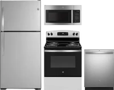 4 Piece Package Includes Refrigerator, Range, Microwave And Dishwasher
