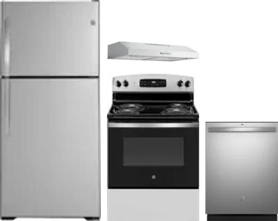 4 Piece Package Includes Refrigerator, Range, Hood And Dishwasher