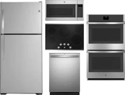 5 Piece Package Includes Refrigerator, Cooktop, Wall Oven, Microwave And Dishwasher