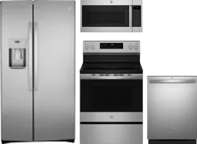 4 Piece Package Includes Refrigerator, Range, Microwave And Dishwasher