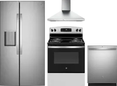 4 Piece Package Includes Refrigerator, Range, Hood And Dishwasher