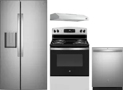 4 Piece Package Includes Refrigerator, Range, Hood And Dishwasher