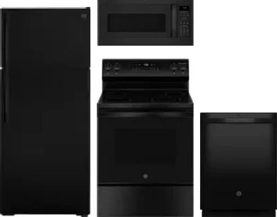 4 Piece Package Includes Refrigerator, Range, Microwave And Dishwasher