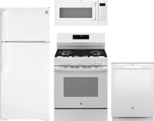4 Piece Package Includes Refrigerator, Range, Microwave And Dishwasher