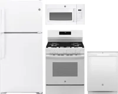 4 Piece Package Includes Refrigerator, Range, Microwave And Dishwasher