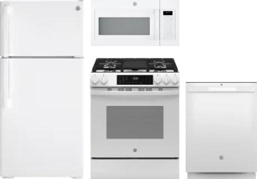 4 Piece Package Includes Refrigerator, Range, Microwave And Dishwasher