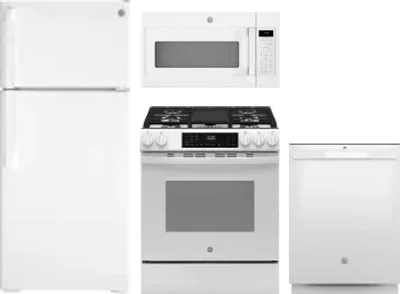 4 Piece Package Includes Refrigerator, Range, Microwave And Dishwasher