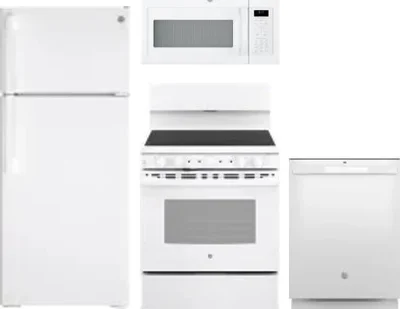 4 Piece Package Includes Refrigerator, Range, Microwave And Dishwasher