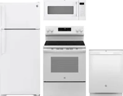4 Piece Package Includes Refrigerator, Range, Microwave And Dishwasher