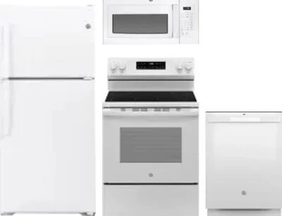 4 Piece Package Includes Refrigerator, Range, Microwave And Dishwasher