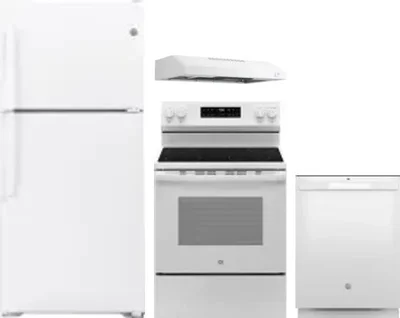 4 Piece Package Includes Refrigerator, Range, Hood And Dishwasher