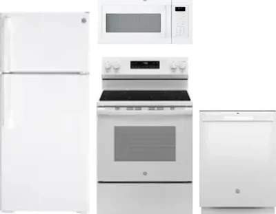4 Piece Package Includes Refrigerator, Range, Microwave And Dishwasher