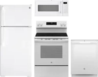 4 Piece Package Includes Refrigerator, Range, Microwave And Dishwasher