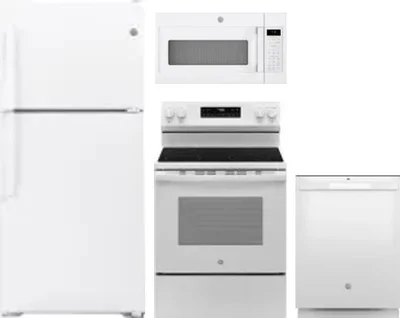 4 Piece Package Includes Refrigerator, Range, Microwave And Dishwasher