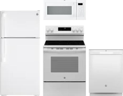 4 Piece Package Includes Refrigerator, Range, Microwave And Dishwasher