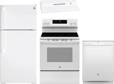4 Piece Package Includes Refrigerator, Range, Hood And Dishwasher
