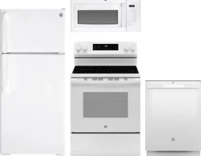4 Piece Package Includes Refrigerator, Range, Microwave And Dishwasher