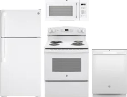 4 Piece Package Includes Refrigerator, Range, Microwave And Dishwasher