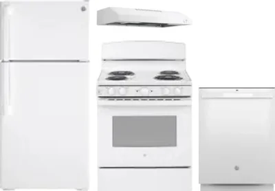 4 Piece Package Includes Refrigerator, Range, Hood And Dishwasher