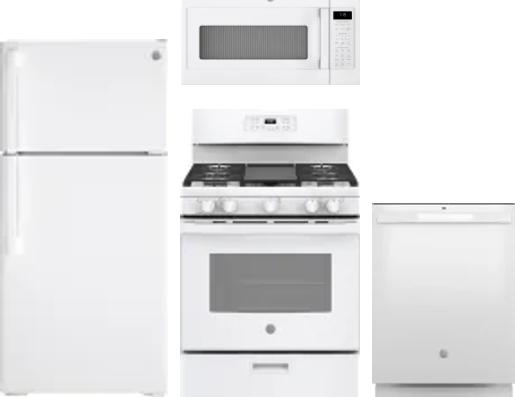 4 Piece Package Includes Refrigerator, Range, Microwave And Dishwasher