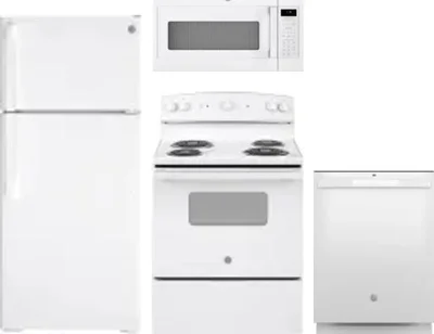 4 Piece Package Includes Refrigerator, Range, Microwave And Dishwasher