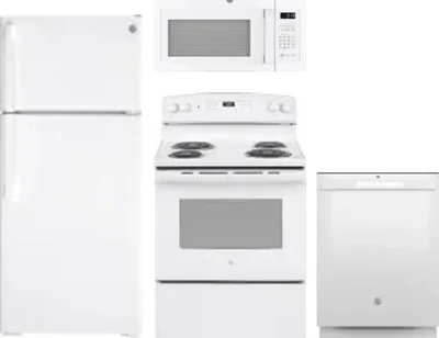 4 Piece Package Includes Refrigerator, Range, Microwave And Dishwasher