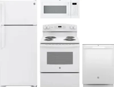 4 Piece Package Includes Refrigerator, Range, Microwave And Dishwasher