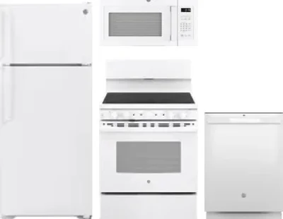 4 Piece Package Includes Refrigerator, Range, Microwave And Dishwasher