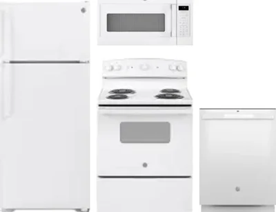 4 Piece Package Includes Refrigerator, Range, Microwave And Dishwasher