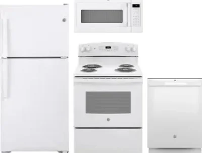 4 Piece Package Includes Refrigerator, Range, Microwave And Dishwasher