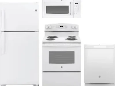 4 Piece Package Includes Refrigerator, Range, Microwave And Dishwasher