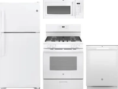 4 Piece Package Includes Refrigerator, Range, Microwave And Dishwasher