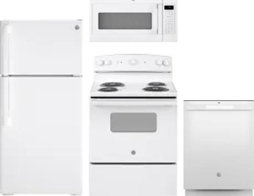 4 Piece Package Includes Refrigerator, Range, Microwave And Dishwasher