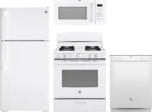 4 Piece Package Includes Refrigerator, Range, Microwave And Dishwasher