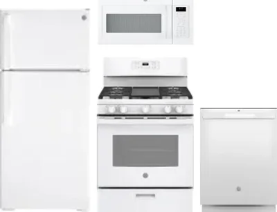 4 Piece Package Includes Refrigerator, Range, Microwave And Dishwasher