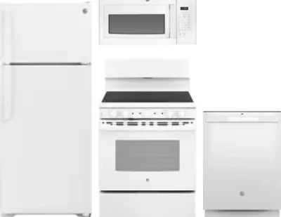 4 Piece Package Includes Refrigerator, Range, Microwave And Dishwasher