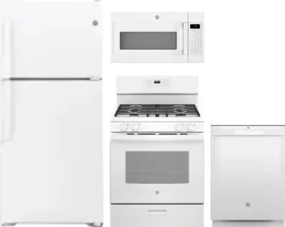 4 Piece Package Includes Refrigerator, Range, Microwave And Dishwasher