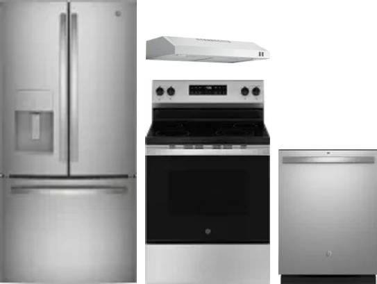4 Piece Package Includes Refrigerator, Range, Hood And Dishwasher