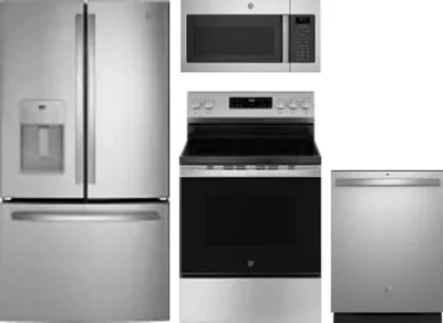 4 Piece Package Includes Refrigerator, Range, Microwave And Dishwasher