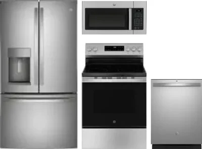 4 Piece Package Includes Refrigerator, Range, Microwave And Dishwasher