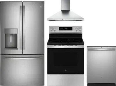 4 Piece Package Includes Refrigerator, Range, Hood And Dishwasher