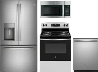 4 Piece Package Includes Refrigerator, Range, Microwave And Dishwasher