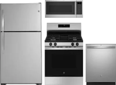 4 Piece Package Includes Refrigerator, Range, Microwave And Dishwasher