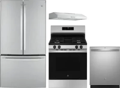 4 Piece Package Includes Refrigerator, Range, Hood And Dishwasher