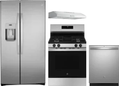 4 Piece Package Includes Refrigerator, Range, Hood And Dishwasher