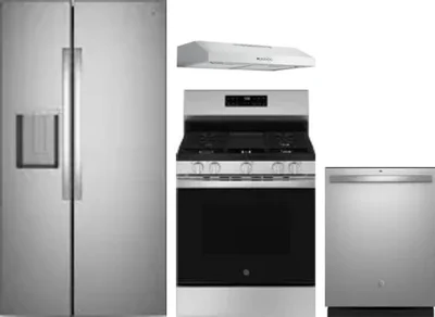 4 Piece Package Includes Refrigerator, Range, Hood And Dishwasher