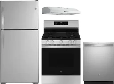 4 Piece Package Includes Refrigerator, Range, Hood And Dishwasher