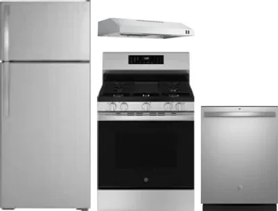 4 Piece Package Includes Refrigerator, Range, Hood And Dishwasher
